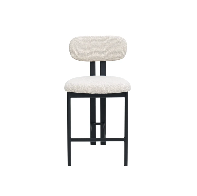 Florida Counter Stool | Black Frame | Beige Fabric