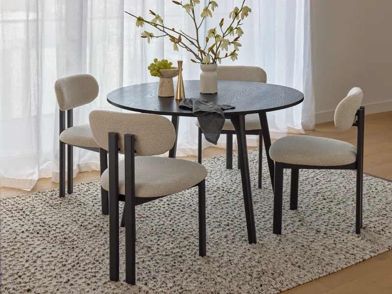 Florida Dining Chair | Black Frame | Beige Fabric