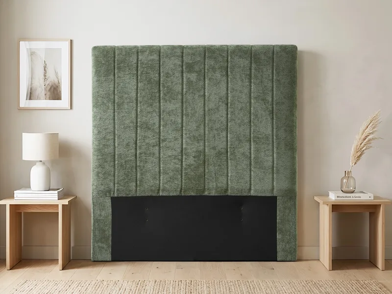 Franki 2PCE King Single Headboard and Bed Base Bundle | Natural & Green Fabric