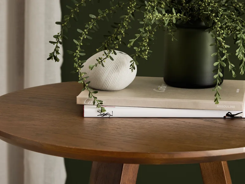 Franki Hardwood Round Side Table | Rustic Walnut