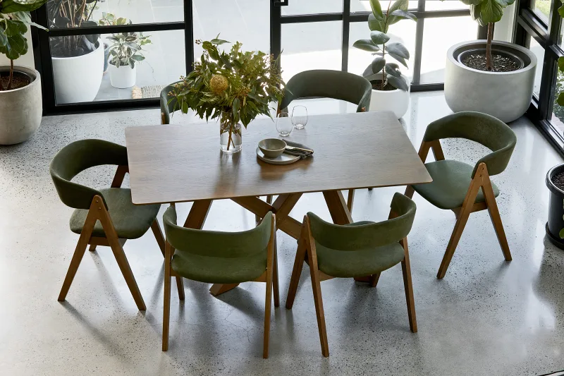 Gaudi 8PCE Dining Room Package | Rustic Walnut | Green