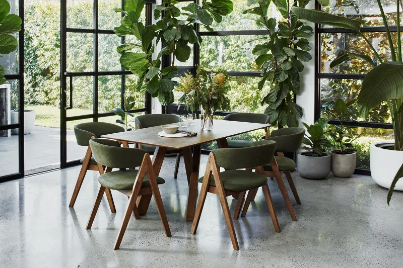 Gaudi 8PCE Dining Room Package | Rustic Walnut | Green