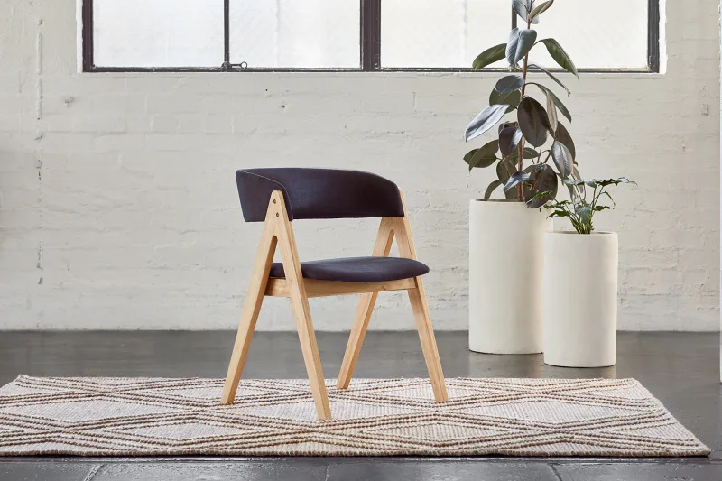 Gaudi Hardwood Dining Chair | Natural | Black Fabric