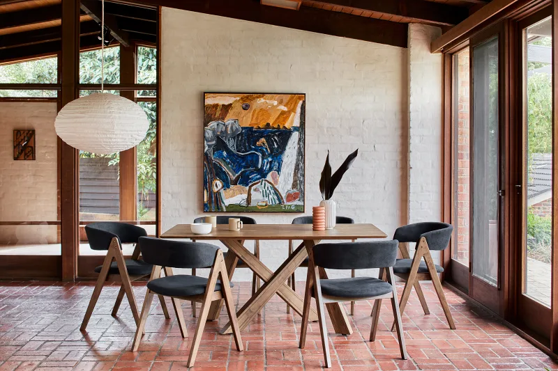 Gaudi Hardwood Dining Chair | Rustic Walnut | Black Fabric
