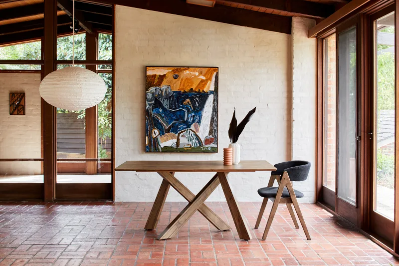 Gaudi Hardwood Dining Chair | Rustic Walnut | Black Fabric