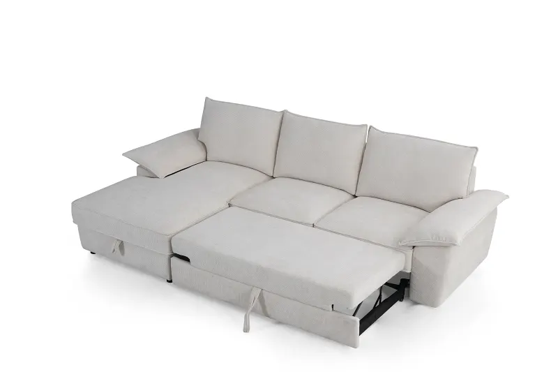 Hideaway White Sofa Bed with Storage | Left Chaise