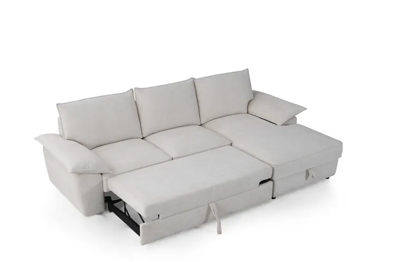 Hideaway White Sofa Bed with Storage | Right Chaise
