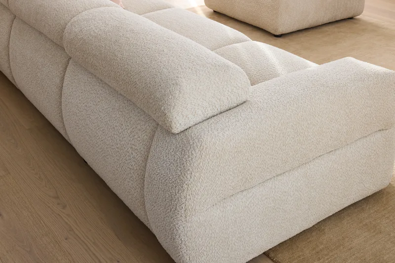 Jasper 3 Seater Sofa with Ottoman | Beige Fabric
