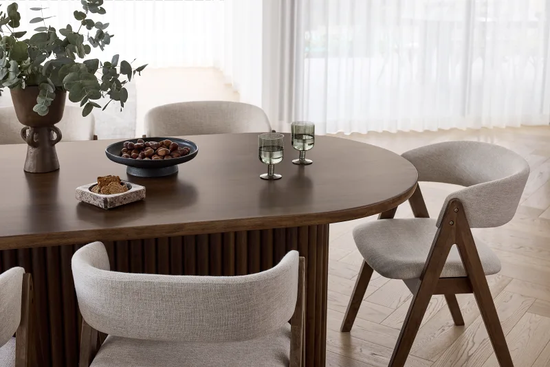 Jasper Oval Dining Table | 6 Seater | Rustic Walnut Hardwood