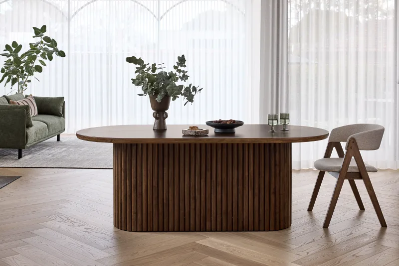 Jasper Oval Dining Table | 6 Seater | Rustic Walnut Hardwood