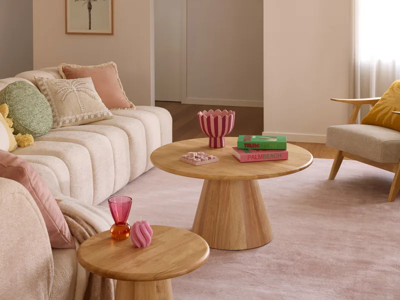 Manor 2PCE Hardwood Round Coffee & Side Table | Natural