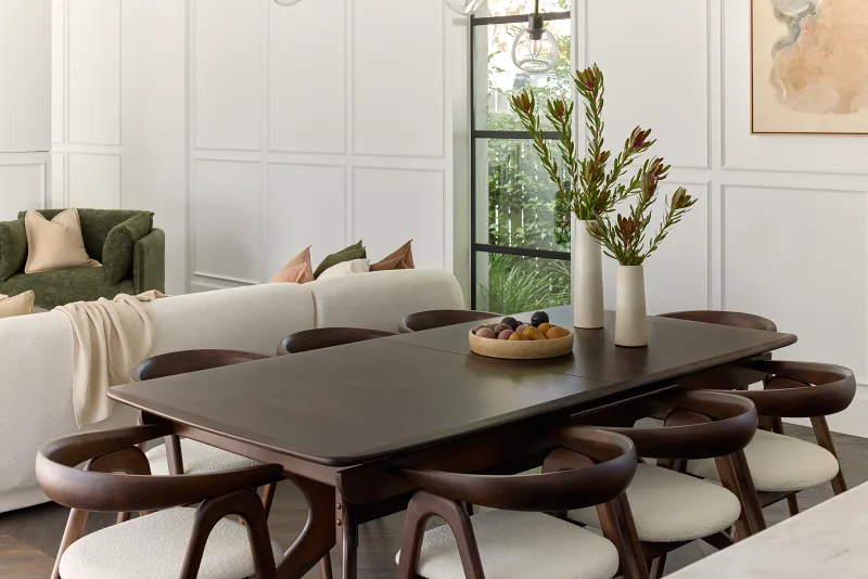 Manor Hardwood Dining Chair | Arabica Walnut | Boucle Fabric