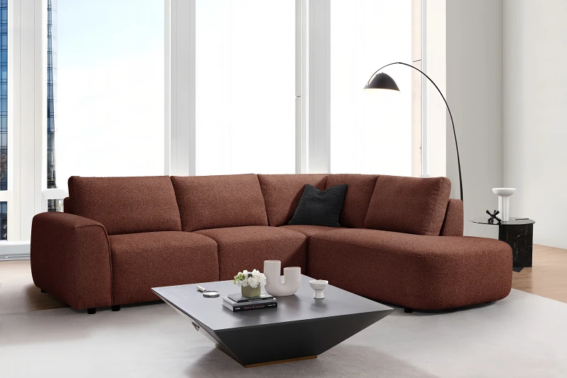 Melbourne Corner Chaise Lounge | Rust Orange Fabric | Right Chaise