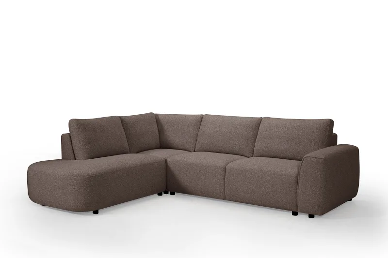 Melbourne Corner Chaise Lounge | Brown Boucle Fabric | Left Chaise