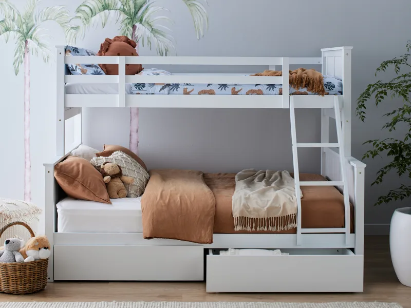 Myer 4PCE Kids Bunk Bed Bedroom Suite | White