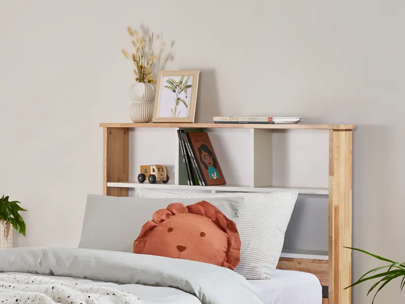 Myer Single Bed with Storage | Natural Hardwood Frame