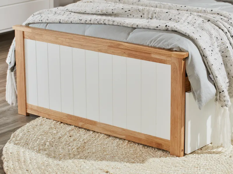 Myer Single Bed with Storage | Natural Hardwood Frame
