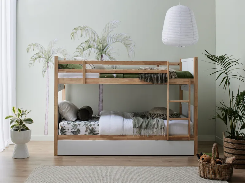 Myer Single Bunk Bed with Trundle | Hardwood Frame