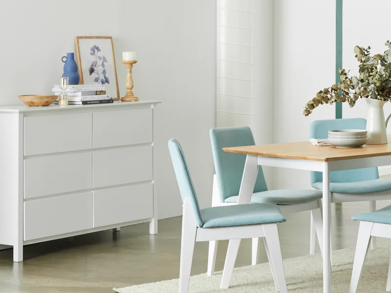 Myer White Low Chest Of Drawers | Hardwood Frame
