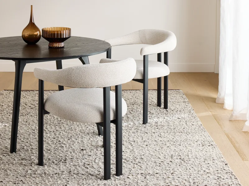 Orlando Dining Chair | Black Frame | Beige Fabric