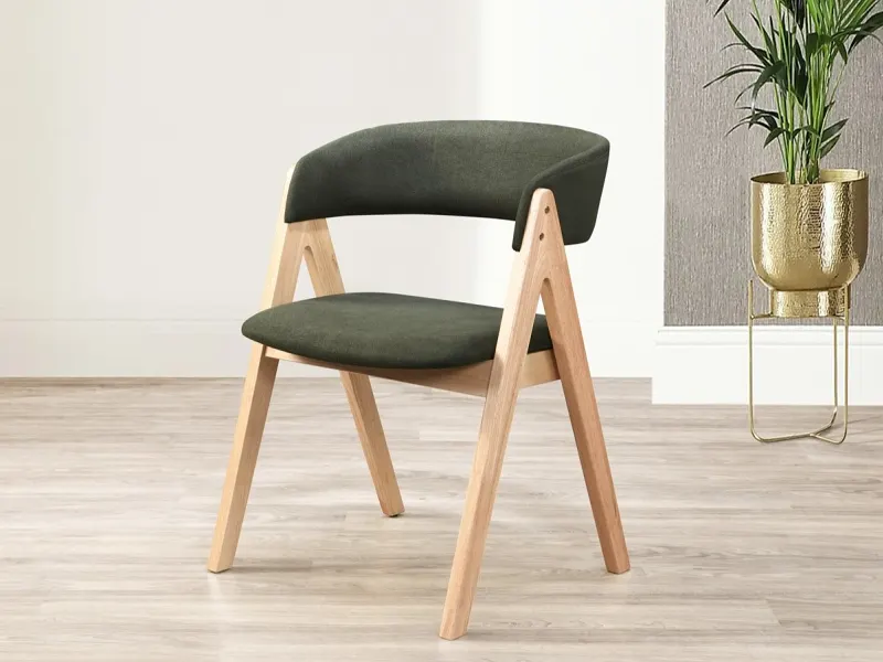 Oslo 5PCE Hardwood Dining Set | Natural | Green Fabric