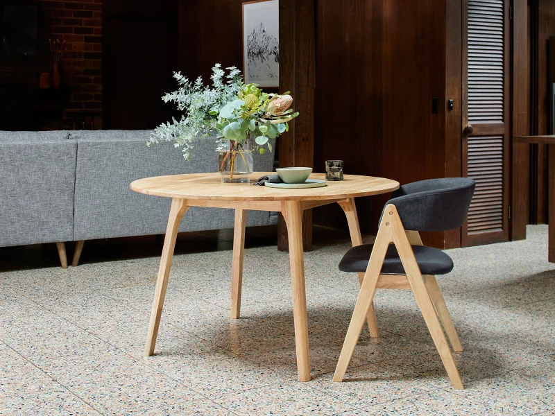 Oslo 5PCE Hardwood Dining Set | Natural | Black