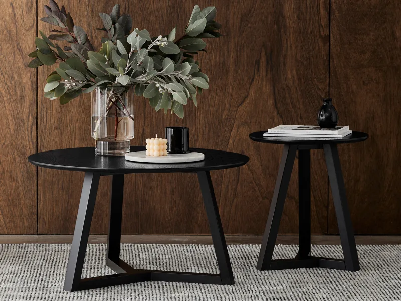 Paris 3PCE Living Furniture Package | Rustic Walnut | Black