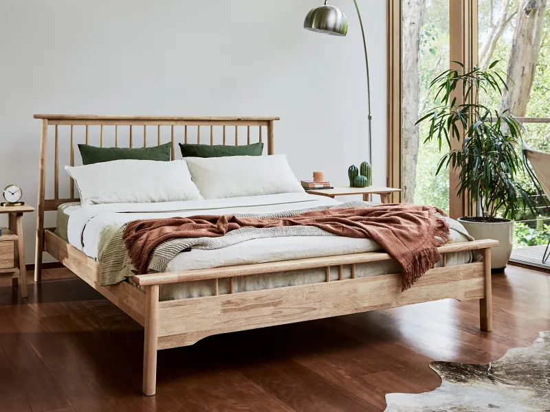 Rome Double Size Bed Frame | Natural Hardwood
