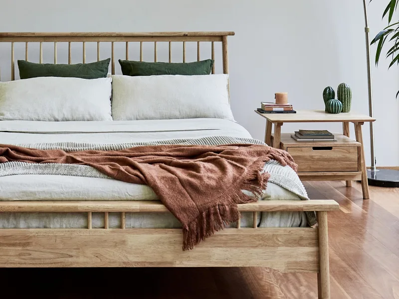 Rome Double Size Bed Frame | Natural Hardwood
