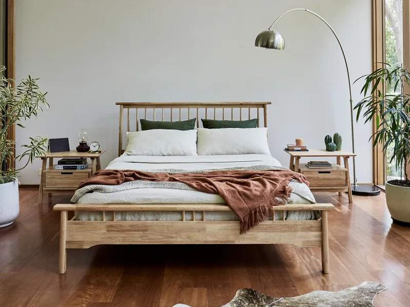 Rome Double Size Bed Frame | Natural Hardwood