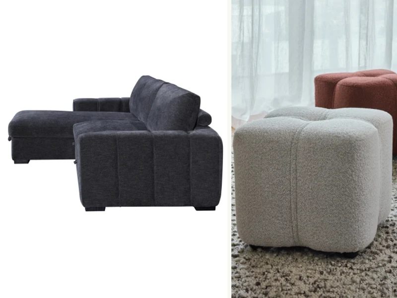 Siesta 2PCE Living Room Package | Left Chaise Storage | Charcoal & White