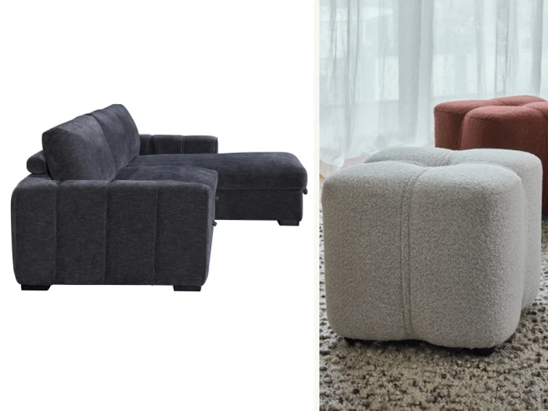 Siesta 2PCE Living Room Package | Right Chaise Storage | Charcoal & White