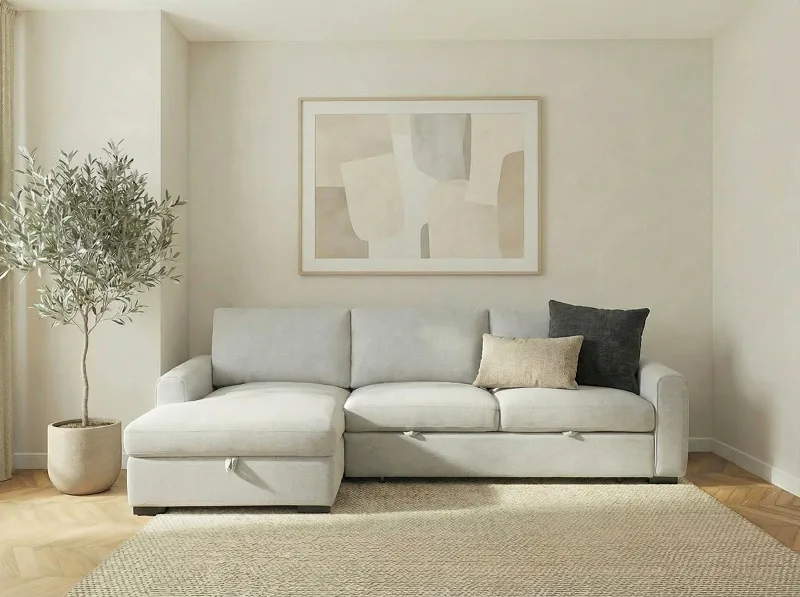 Siesta Beige Sofa Bed with Storage | Left Chaise