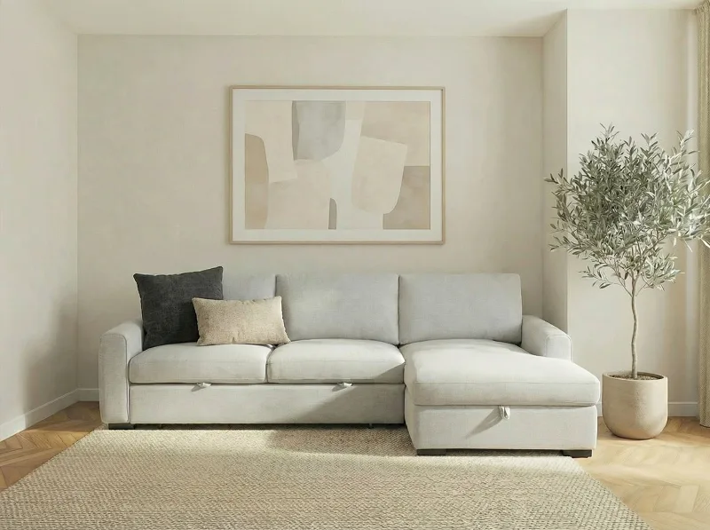 Siesta Beige Sofa Bed with Storage | Right Chaise