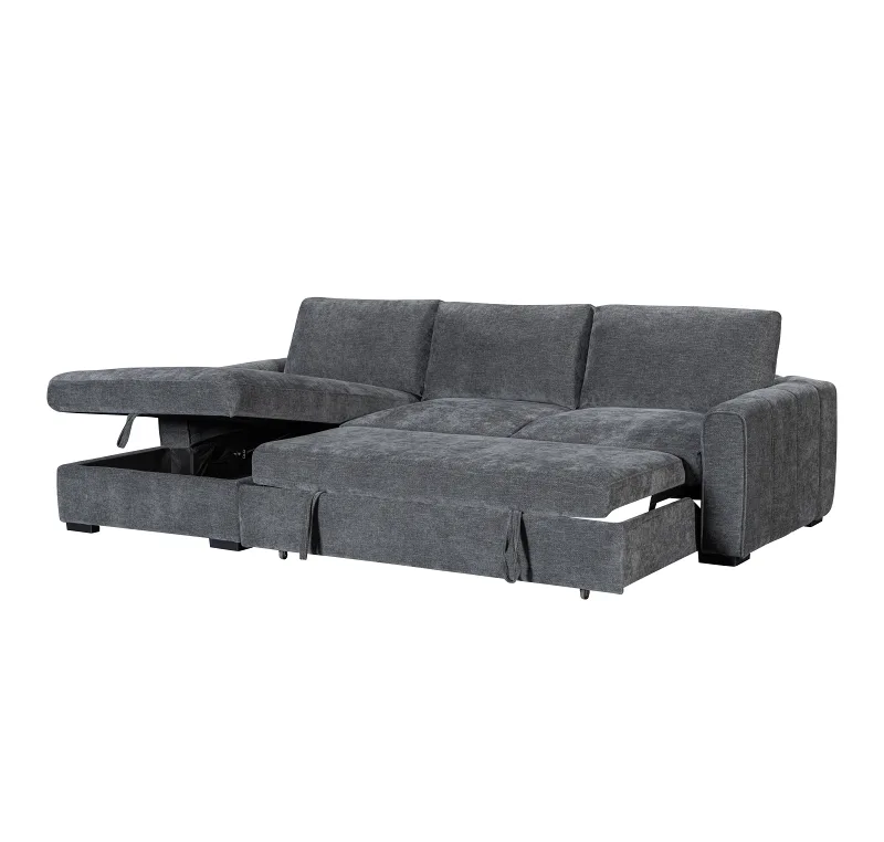 Siesta Sofa Bed with Storage | Charcoal | Left Chaise