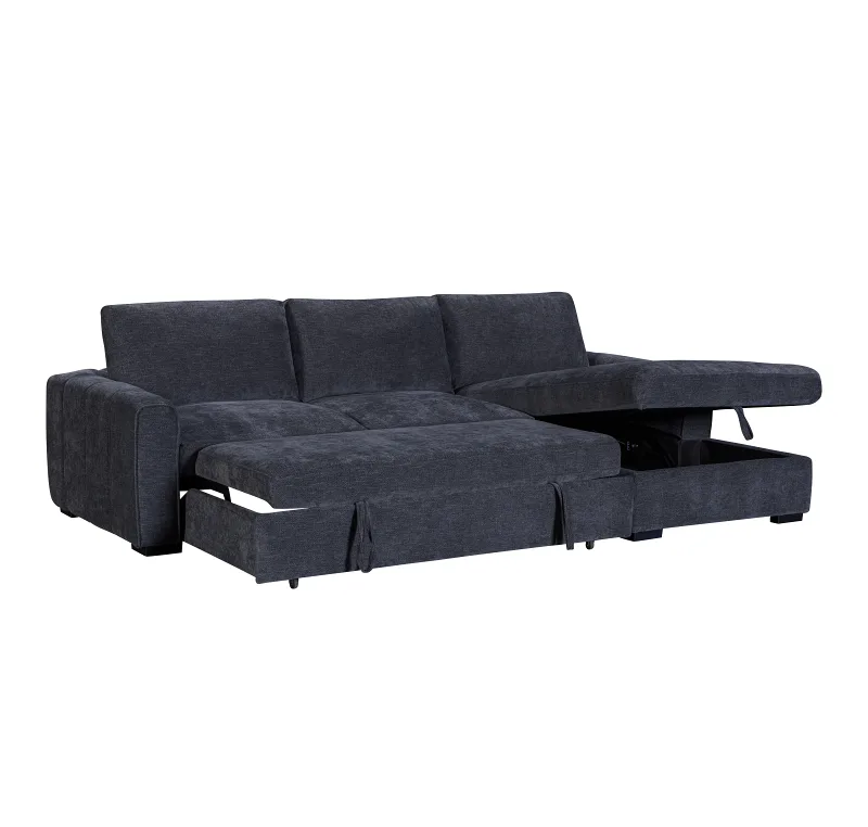 Siesta Charcoal Sofa Bed with Storage | Right Chaise