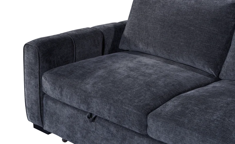 Siesta Charcoal Sofa Bed with Storage | Right Chaise