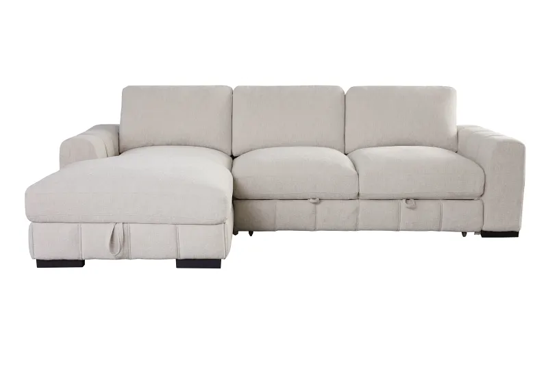 Sonna Beige Sofa with Pull-out Trundle and Storage | Left Chaise