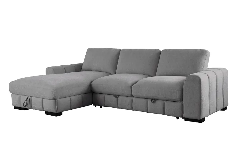 Sonna Grey Sofa with Pull-out Trundle and Storage | Left Chaise