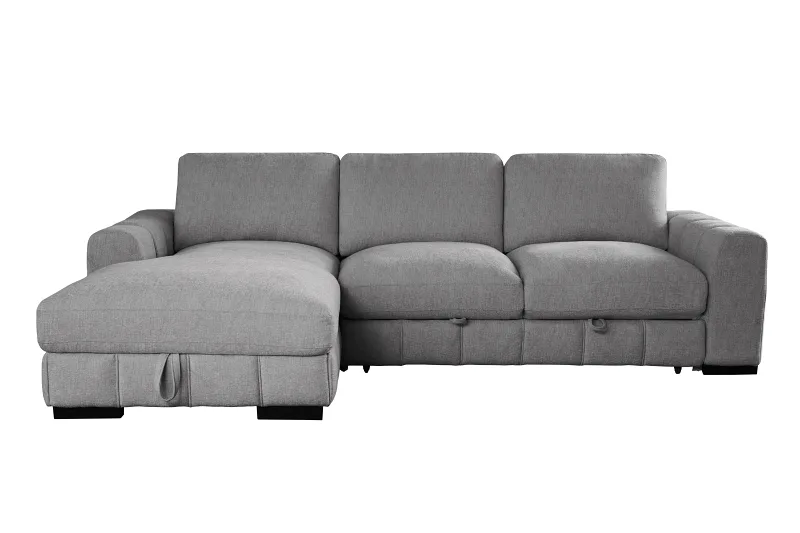 Sonna Grey Sofa with Pull-out Trundle and Storage | Left Chaise