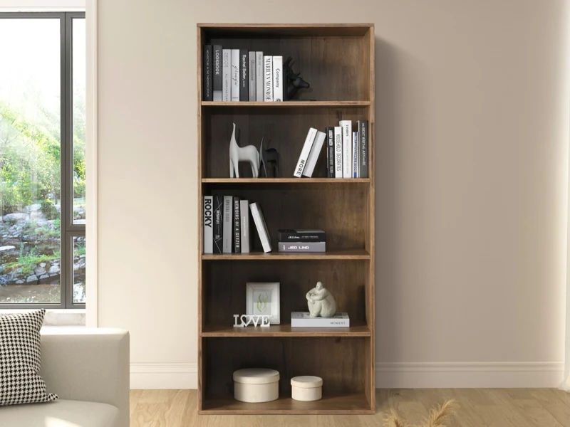 Stax Hardwood Bookcase | Rustic Walnut | Narrow (800mm)
