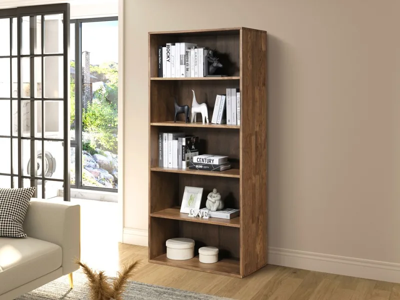Stax Hardwood Bookcase | Rustic Walnut | Narrow (800mm)