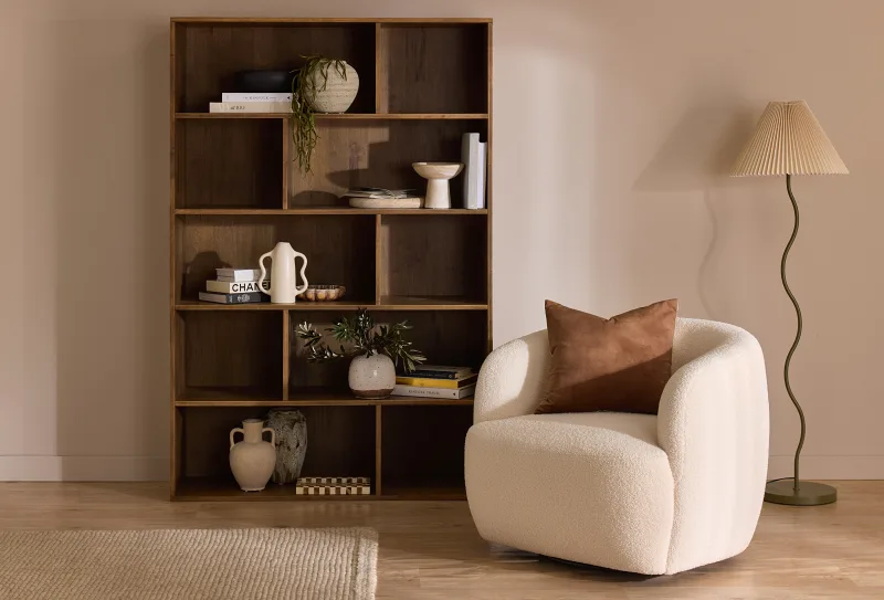Stax Hardwood Staggered Bookcase | Rustic Walnut | Wide (1200mm)