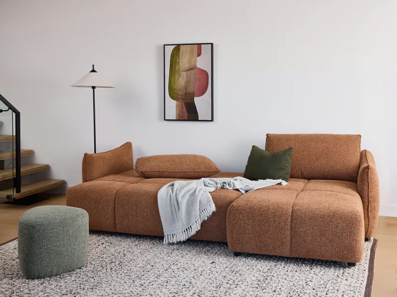 Sunday Sofa Bed | Coral Orange Boucle Fabric