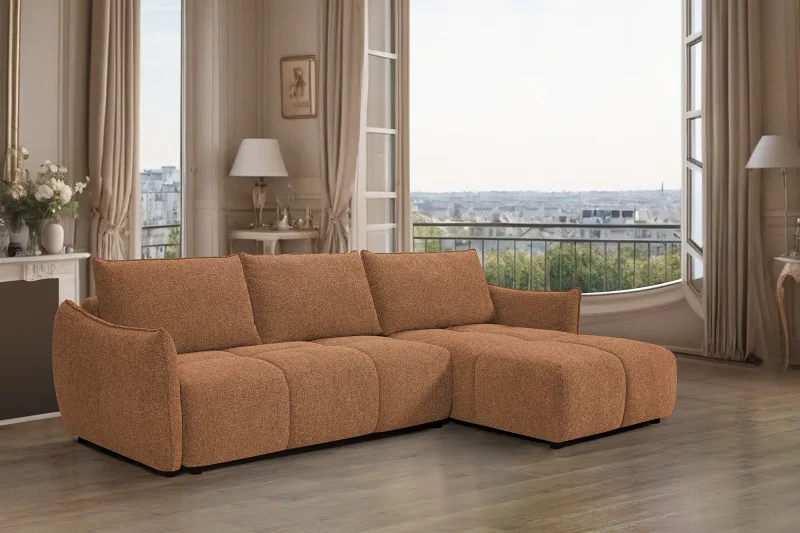 Sunday Sofa Bed | Coral Orange Boucle Fabric