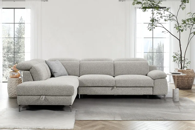 Sydney Beige Sofa Bed with Storage | Left Chaise