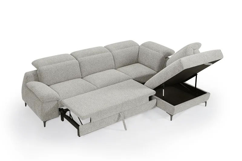 Sydney Beige Sofa Bed with Storage | Right Chaise