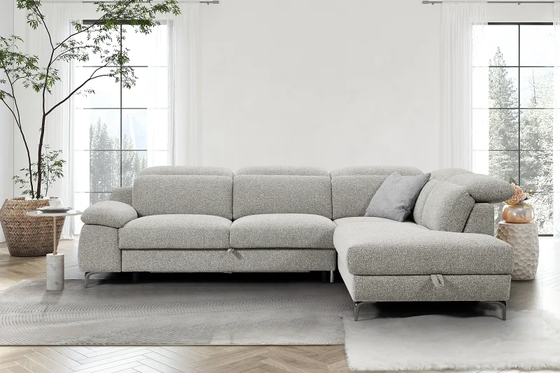 Sydney Beige Sofa Bed with Storage | Right Chaise