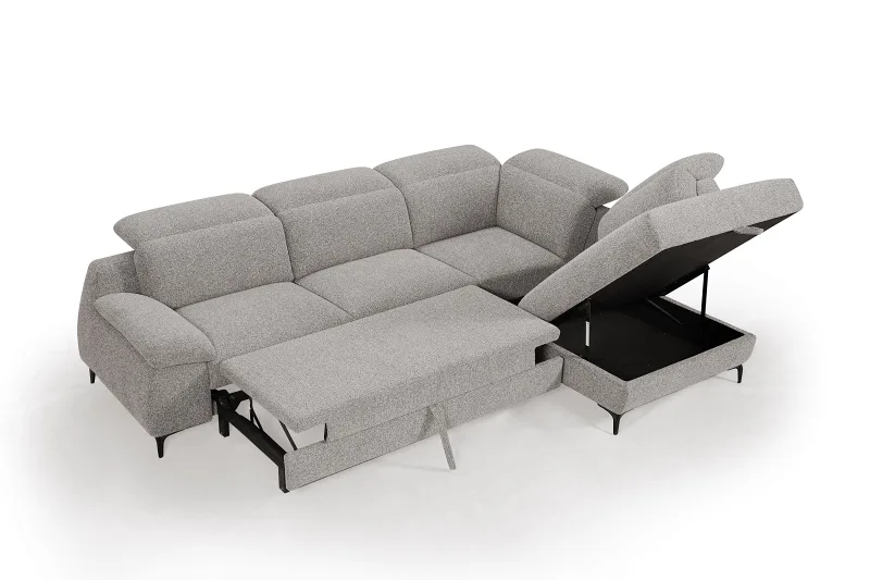 Sydney Boucle Beige Sofa Bed with Storage | Right Chaise