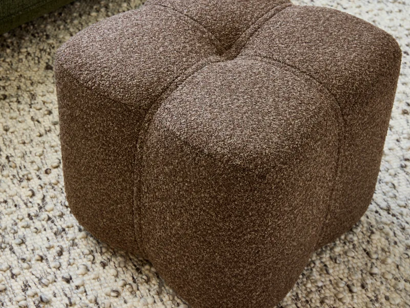 Tulip Brown Boucle Fabric Ottoman